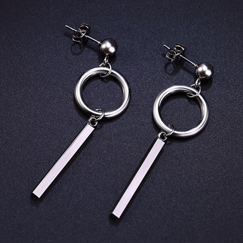 2-7pack Stainless Steel Silvertone Earrings Ear Studs Bar Ring Loop Dangle