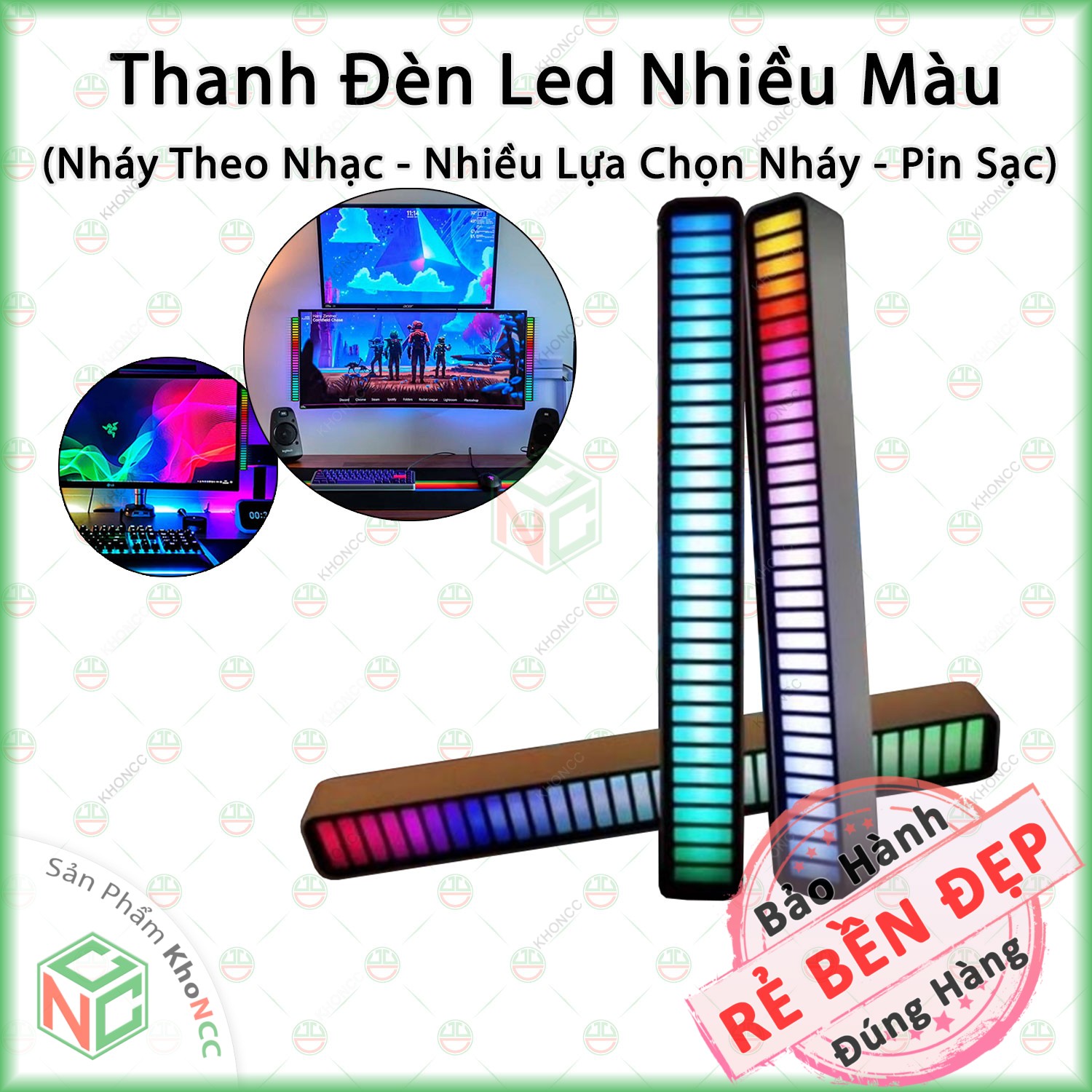 (Sang Chảnh) Thanh Đèn Led Đa Màu Sắc KhoNCC Hàng Chính Hãng - Chạy Ánh Sáng Theo Tiếng Nhạc - KLM-TDLNTN