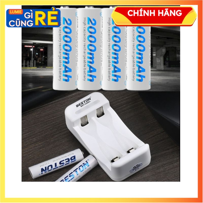 SIÊU SALE - ĐƯỢC TẶNG SẠC PIN KHI MUA HỘP 04 PIN SẠC AA 2000 Mah chính hãng BESTON