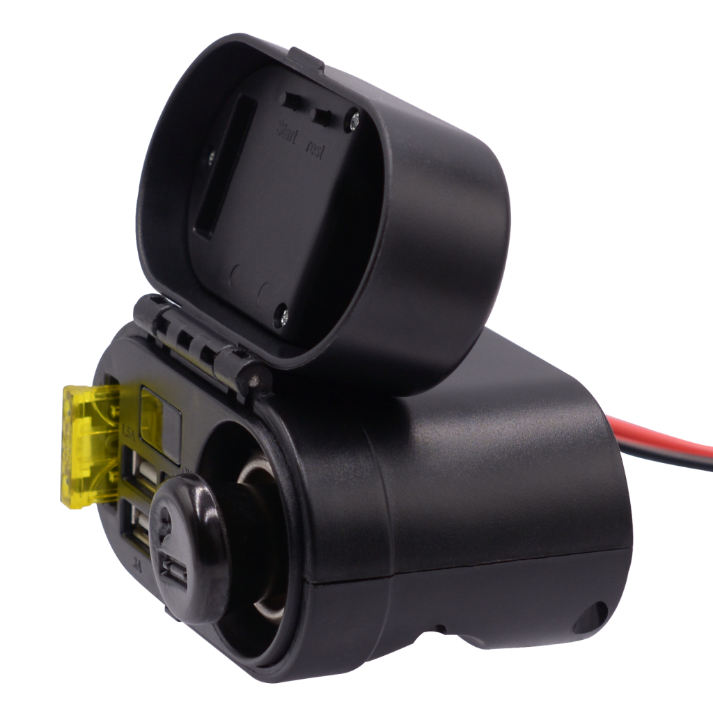 Waterproof Motorcycle Cigarette Lighter Dual USB Charger & Switch & Clock