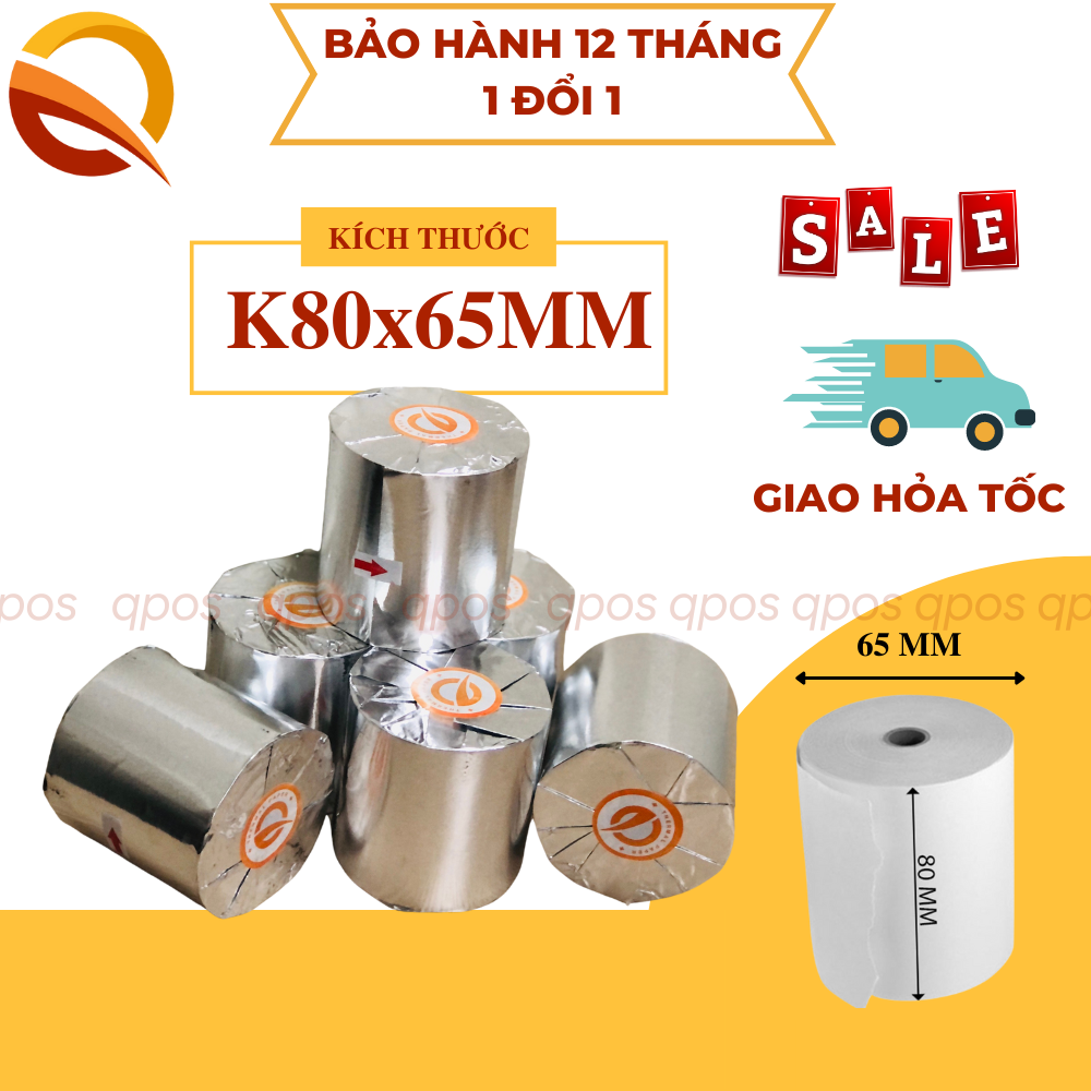 Thùng 50 cuộn GIẤY IN NHIỆT K80 giấy in hóa đơn, giấy in bill K80x65mm