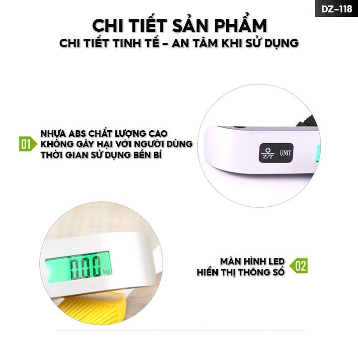 Cân Điện Tử Cầm Tay Cân Hành Lí Mini Có Móc Treo Tiện Lợi Và Màn Hình Led Hiển Thị Thông Số DZ-118