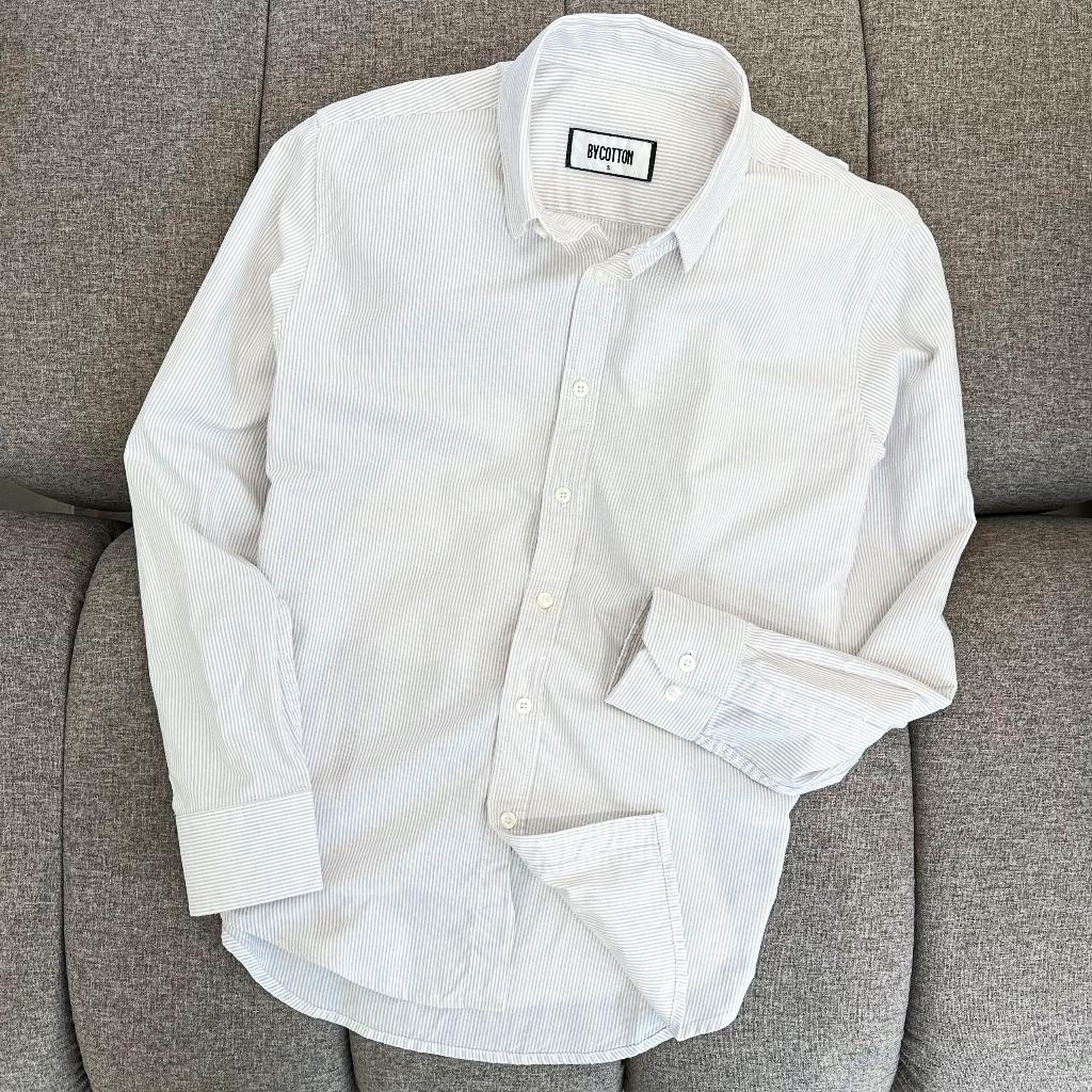 Áo Sơ Mi Nam Dài Tay Phối Sọc BY COTTON Nâu Sáng Sọc Nhuyễn 100223