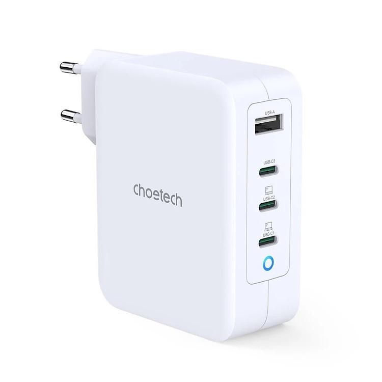 Củ sạc siêu nhanh 130w (3*USB C+ 1*USB A) Choetech PD6001- Hàng chính hãng