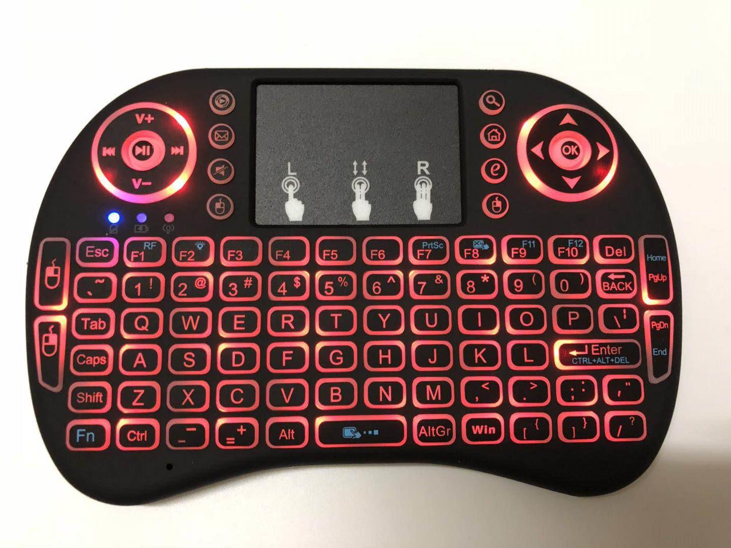 Bàn phím không dây công thái học mini với bàn di chuột cho TV thông minh, PC mini, HTPC, Bảng điều khiển, Máy tính