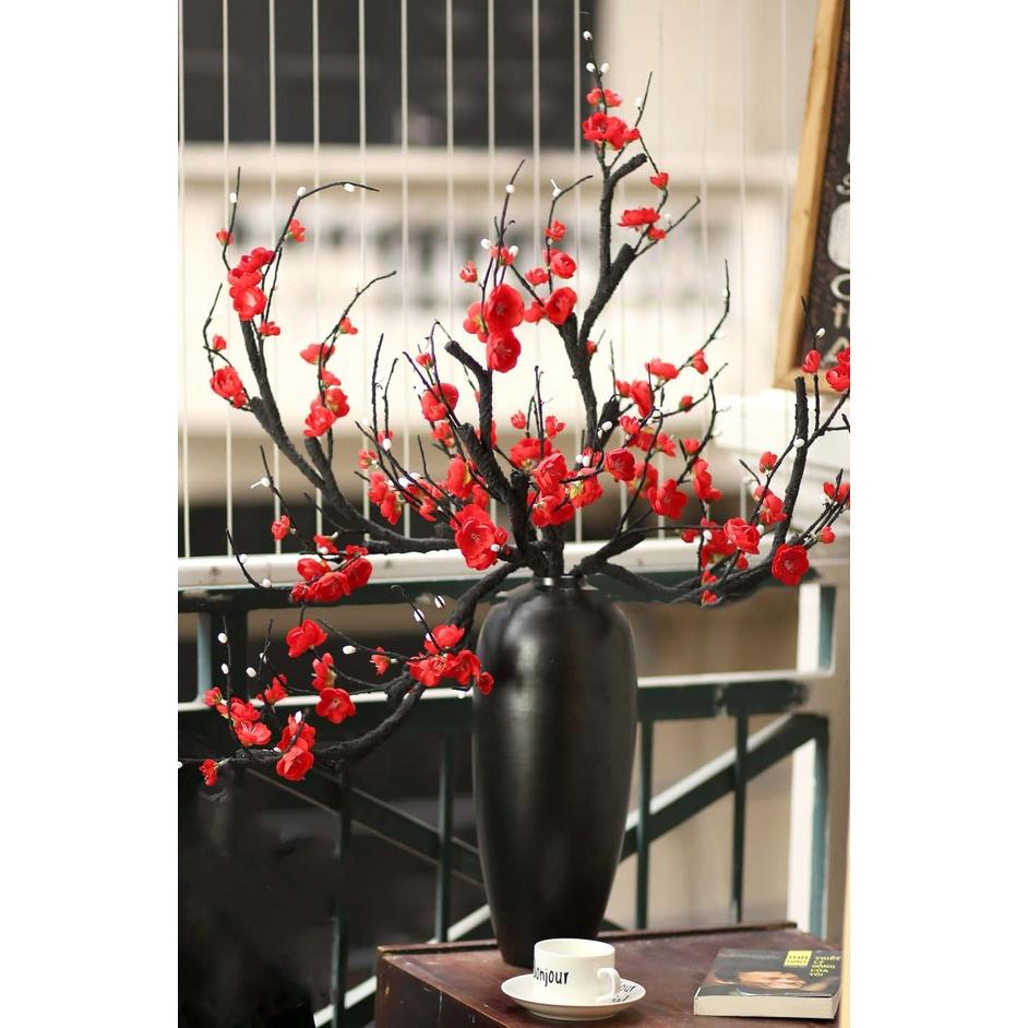 Lọ hoa decor trang trí phong cách vintage cao 36 cm cỡ to - Bình hoa gốm sứ Bát Tràng - Màu đen