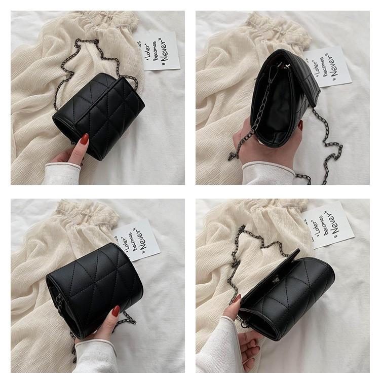 Small Bag Women's Bag Korean Style Simple All-Match Fashion Diamond Chain Shoulder Bag Messenger Bag
