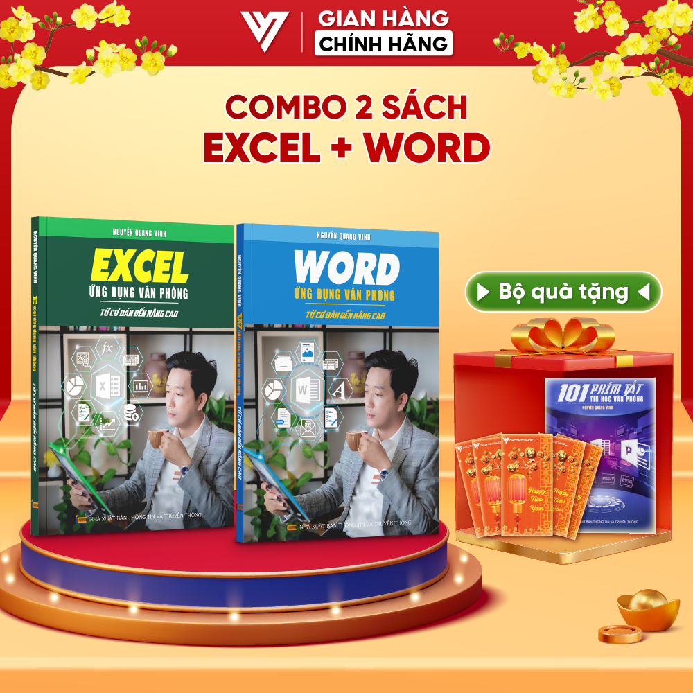 Combo 2 Sách Excel Và Word Ứng Dụng Văn Phòng Từ Cơ Bản Đến Nâng Cao