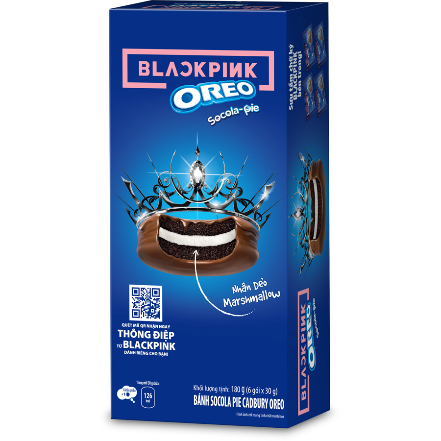 [Limited Edition] Combo 2 hộp Bánh OREO Pie BLACKPINK vị Marshmallow 2x180g (Tặng kèm 2 thẻ hình BLACKPINK)