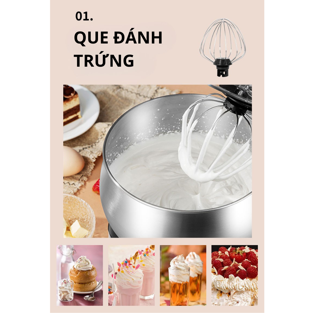Máy trộn bột, nhào bôt làm bánh để bàn 3IN1 Lumabella LB-55001 công suất lớn 2000W, cối inox dung tích 6.2L, dễ dàng vệ sinh - DELIYA - HÀNG CHÍNH HÃNG