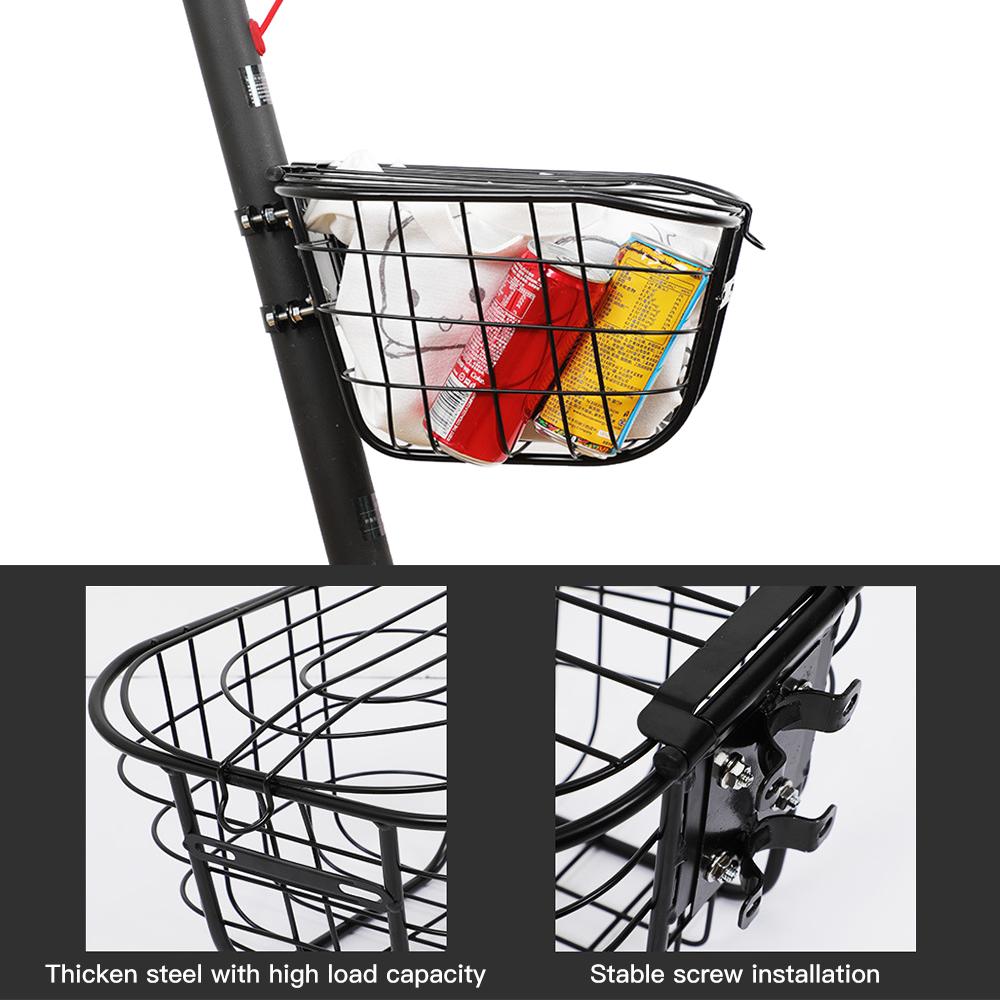 E-Bike Basket Scooter Front Basket Holder Anti-Rust Steel Bicycle Basket Cycling Front Basket for Ninebot Scooter