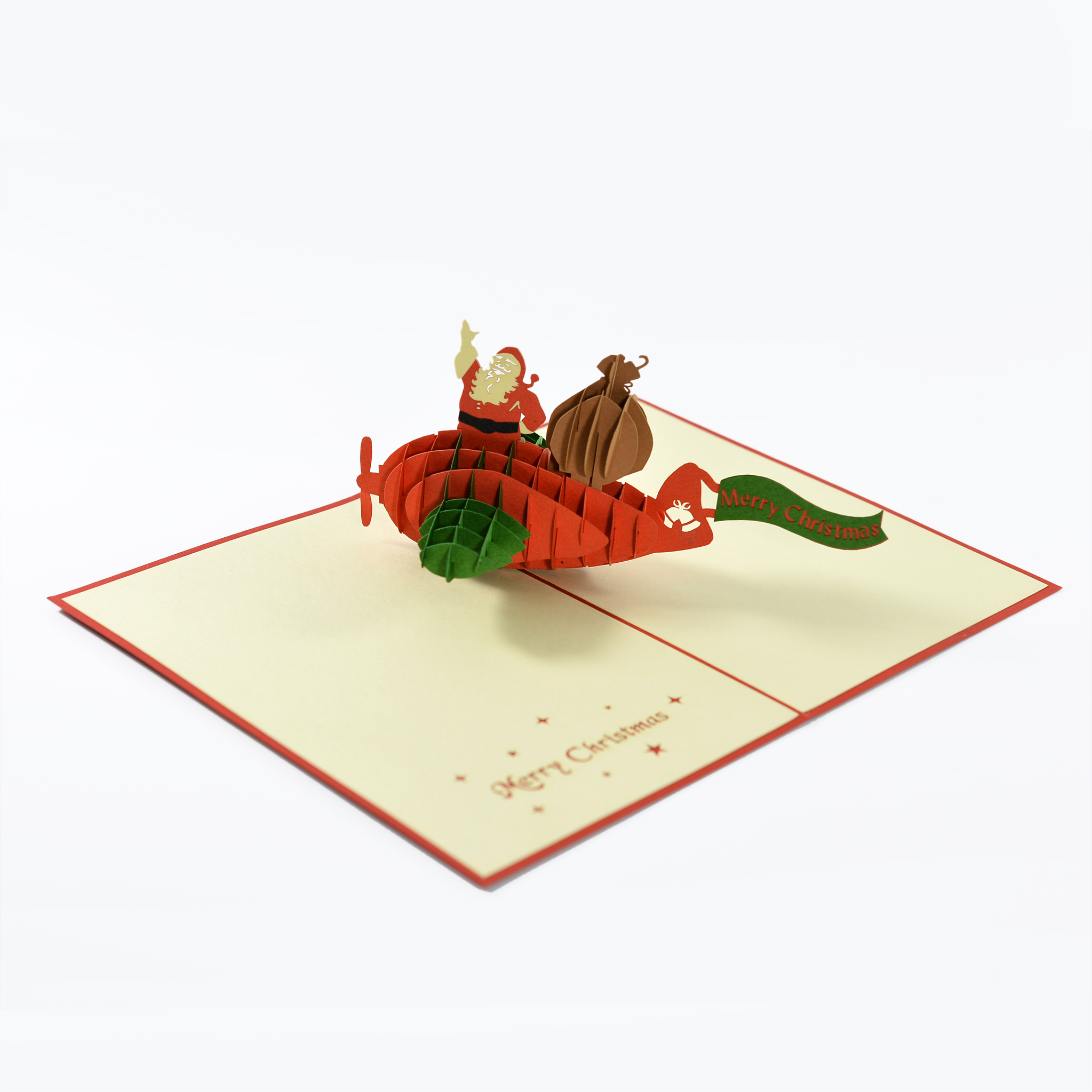 Thiệp 3D handmade
Santa Clause, Ông già Noel cũng chiếc máy bay size 12x18cm CN120