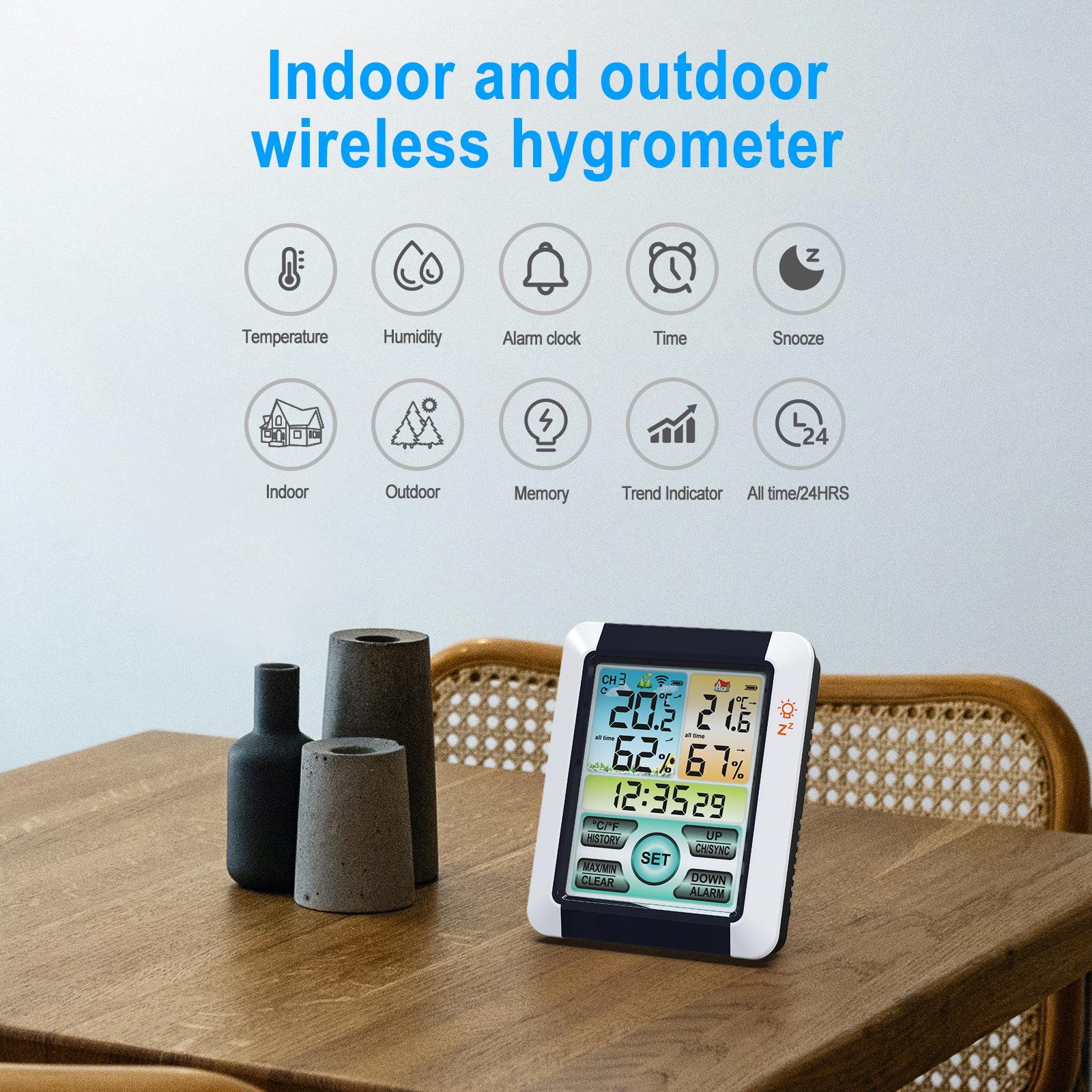Nhiệt kế không dây hiển thị thời tiết kỹ thuật số, dự báo thời tiết kiêm đồng hồ báo thức