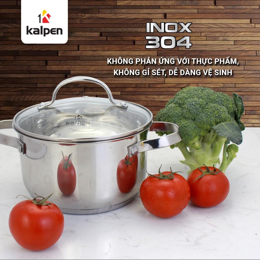 Bộ Nồi Chảo INOX 304 Cao Cấp 5 Đáy Lermat Size 18-22-26-26cm Model L2 Hàng Chính Hãng KALPEN-GIA DỤNG ĐỨC Bảo Hành 2 Năm