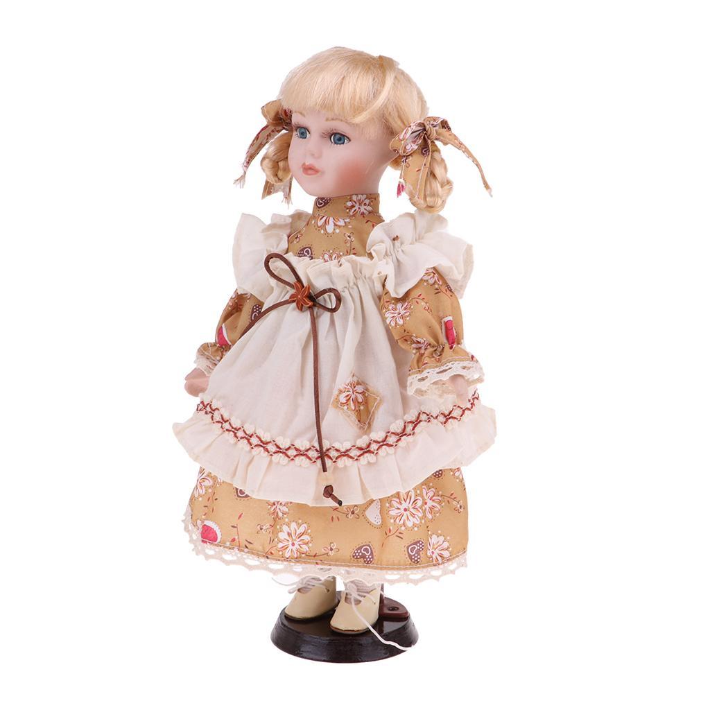 30cm Cute Porcelain Doll Girl Figures with Stand Adult Collection