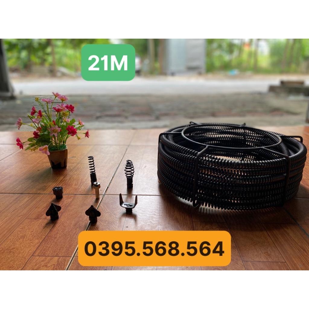 Siêu combo dây thông cống 21 M + 6 đầu thông + kết nối máy khoan