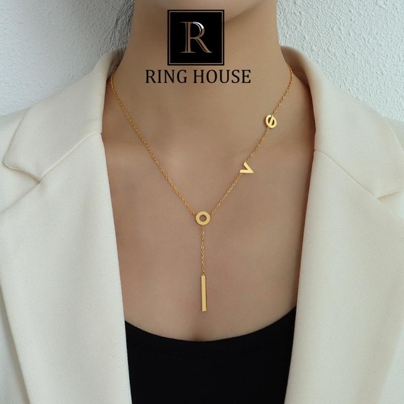 N65 Dây Chuyền Choker Nữ Titan Không Gỉ Chữ LOVE Đẹp Ring House