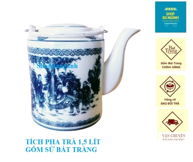 Tích hãm chè xanh sứ Bát Tràng dung tích 1,5 lít