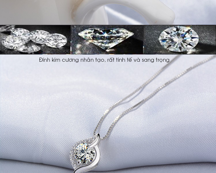 Dây Chuyền Nữ S925 Mặt Đính Đá Diamond Nhân Tạo Siêu Xinh - DC0000009