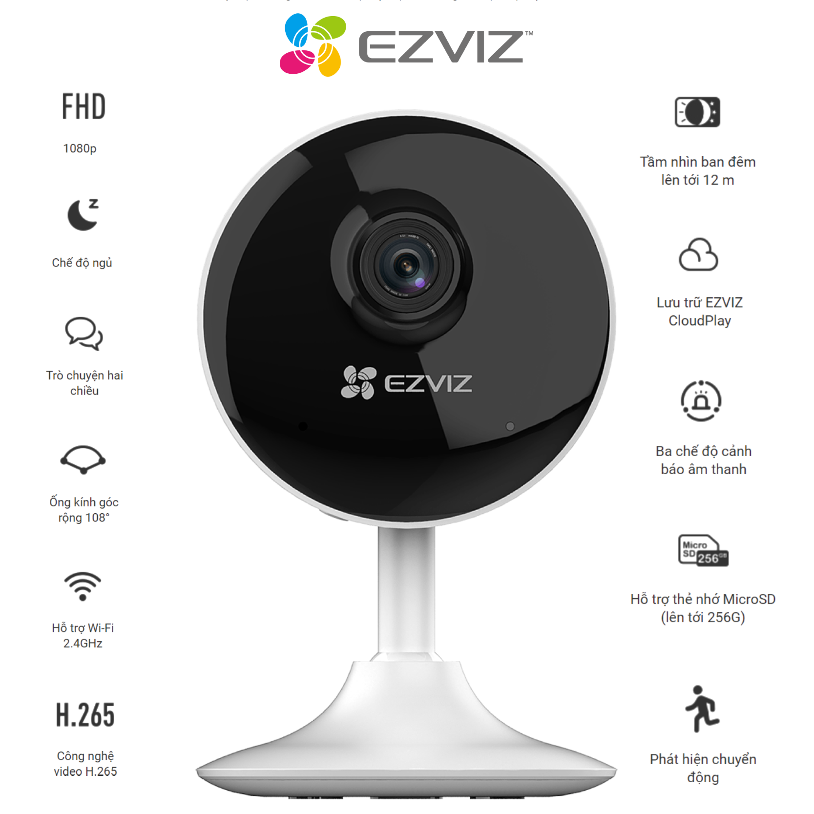 Camera IP Wifi Trong Nhà Ezviz Mini CS-C1C-B 1080p - Hàng Chính Hãng