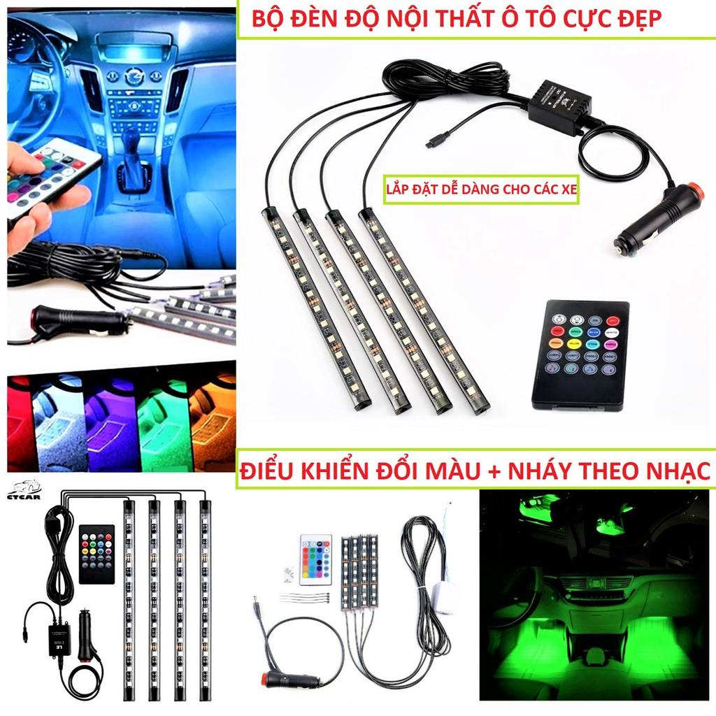 Đèn gầm ghế 4 led kèm điều khiển đổi màu hiệu ứng cực đẹp trang trí nội thất ô tô loại tốt