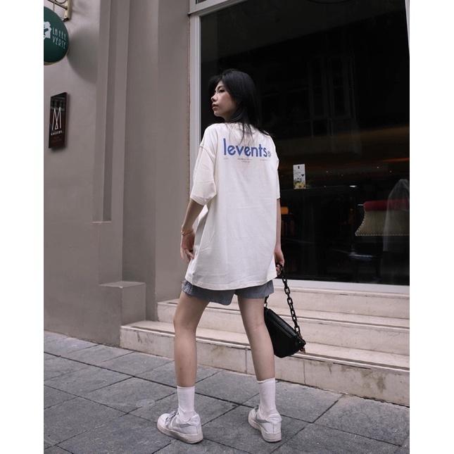 Áo thun unisex Popular Logo Nam nữ màu trắng kem chữ xanh Hany shop