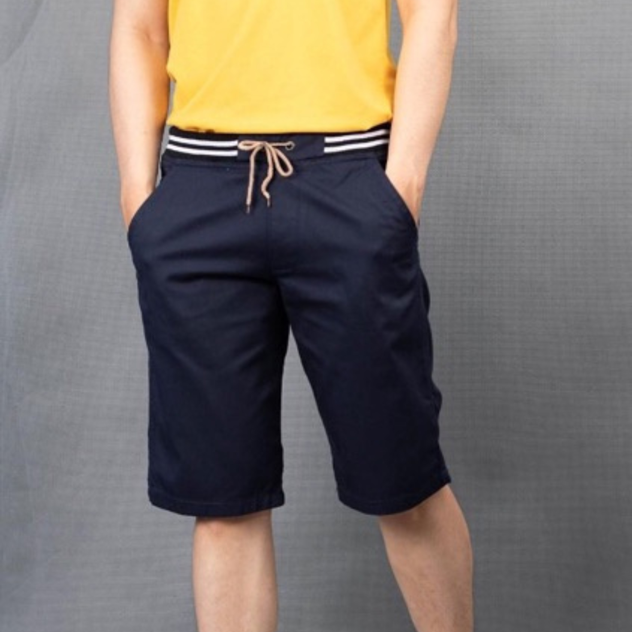 Quần Short Nam Kaki Vải Mềm Mịn Lưng Thun Có Dây Chun Kéo Co Giãn Cao Cấp PSQKN26