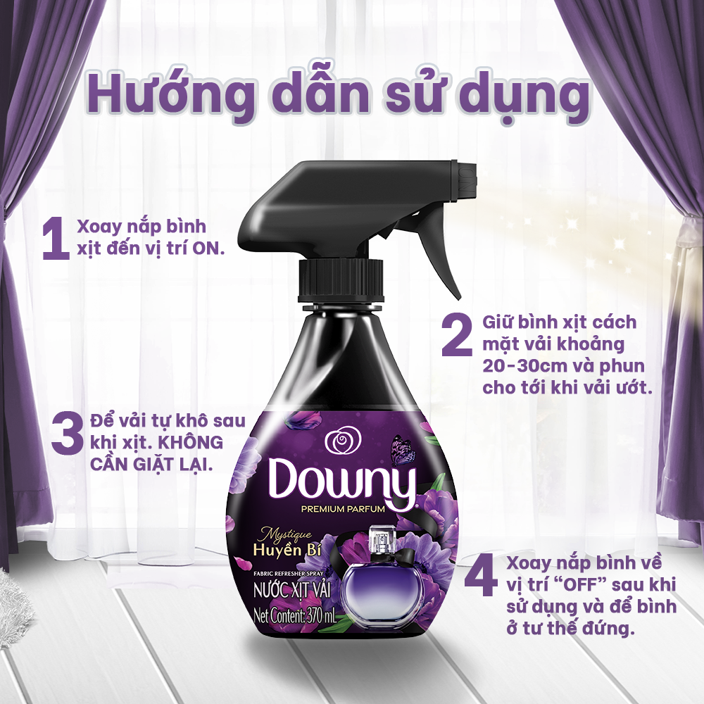 Xịt Vải DOWNY Chai 370ML Hương Nắng Mai/Huyền Bí/Đam Mê