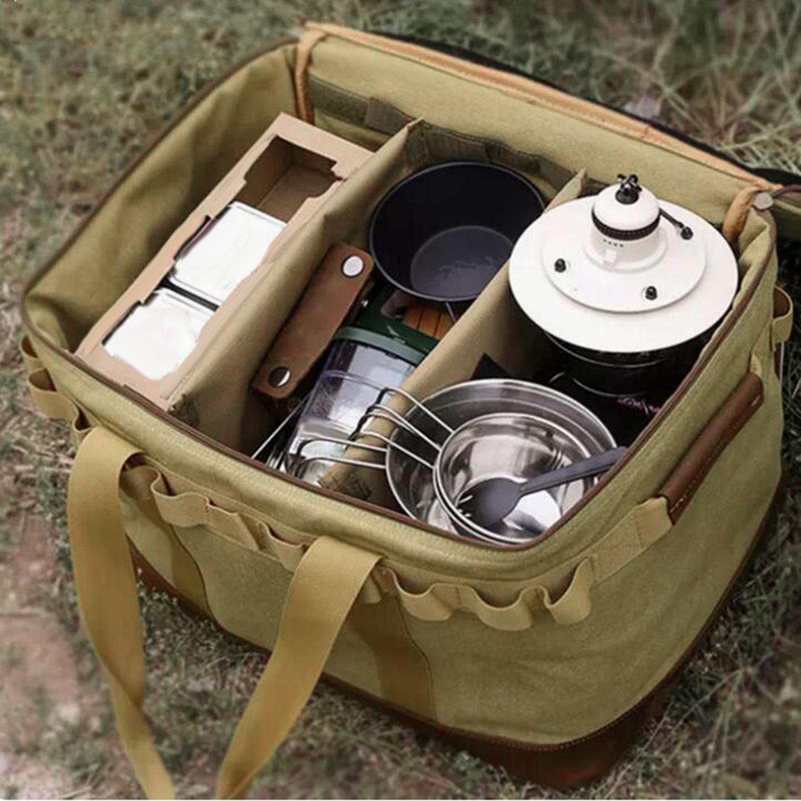 Camping Storage Bag, Picnic Storage Tote Foldable Packing Bag Removable Partition for Fishing