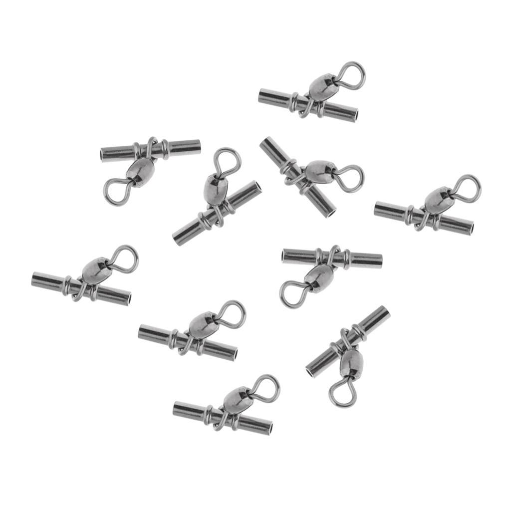 10 Pieces Fishing Cross-line Crane Swivel 3 Way T-shape Fishing Swivel Crimp Swivel