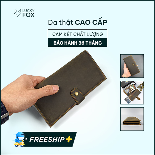 Ví da nam dài bóp cầm tay có khóa chất liệu da bò sáp cao cấp rất phong cách đẹp chất Ảnh Thật Cam Kết Da Thật 100% Bảo Hành 3 Năm WL122