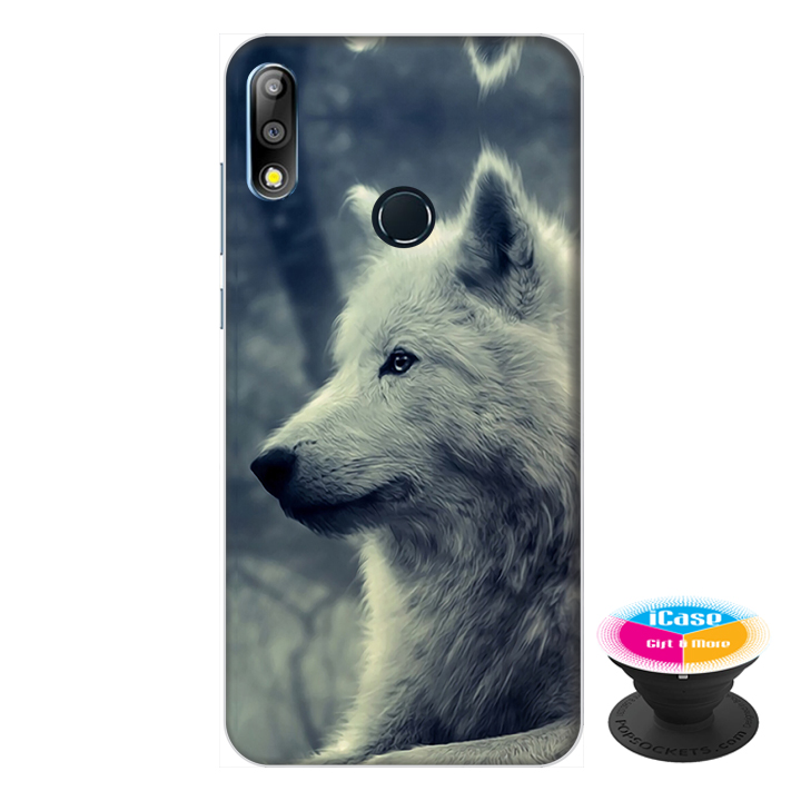 Ốp lưng điện thoại Asus Zenfone Max Pro M2 hình Chó Sói Mẫu 1 tặng kèm giá đỡ điện thoại iCase xinh xắn - Hàng chính hãng