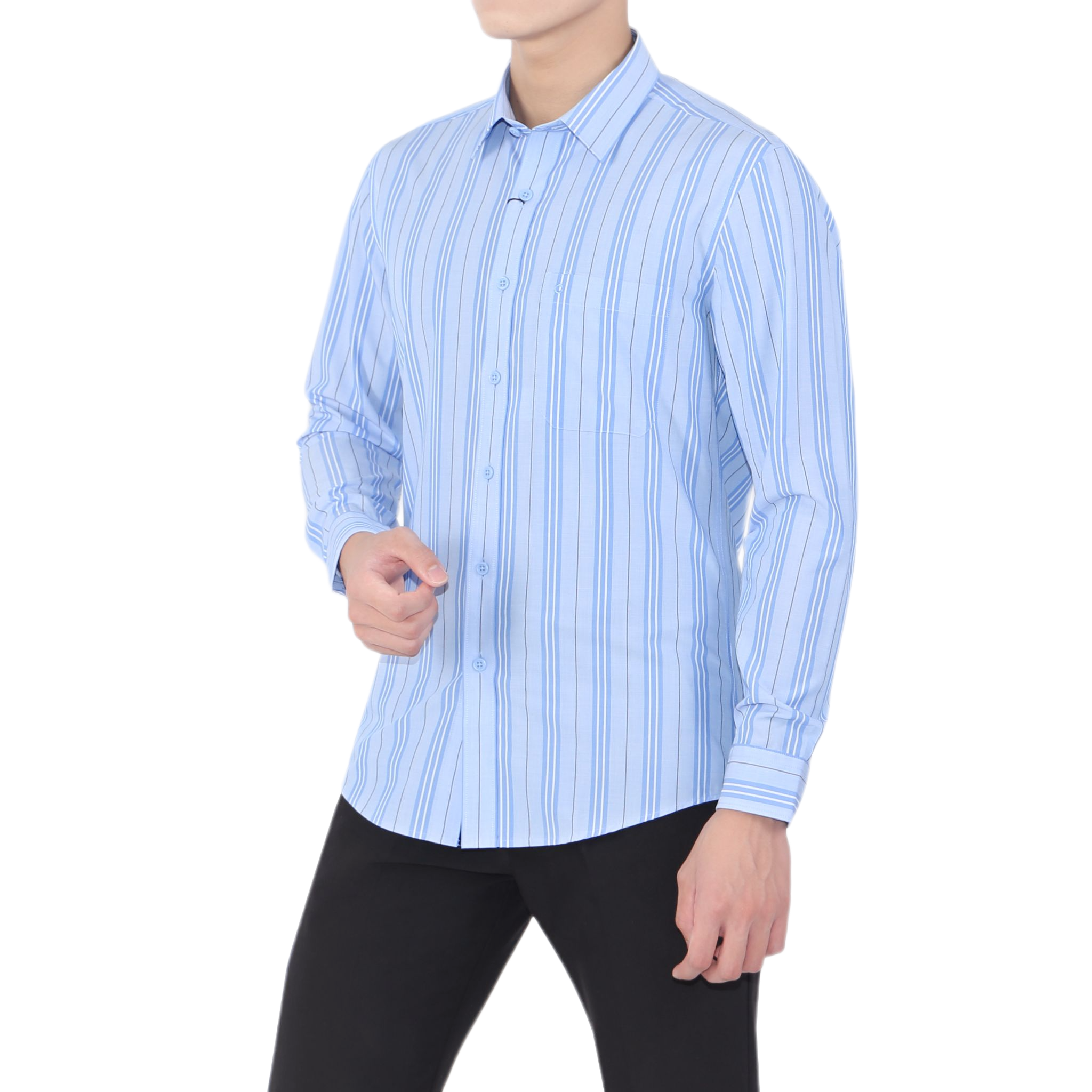 OWEN - Áo Sơ Mi nam Dài tay Regular Fit chất liệu Bamboo kẻ sọc nhuyễn Màu đậm - AR20698DT