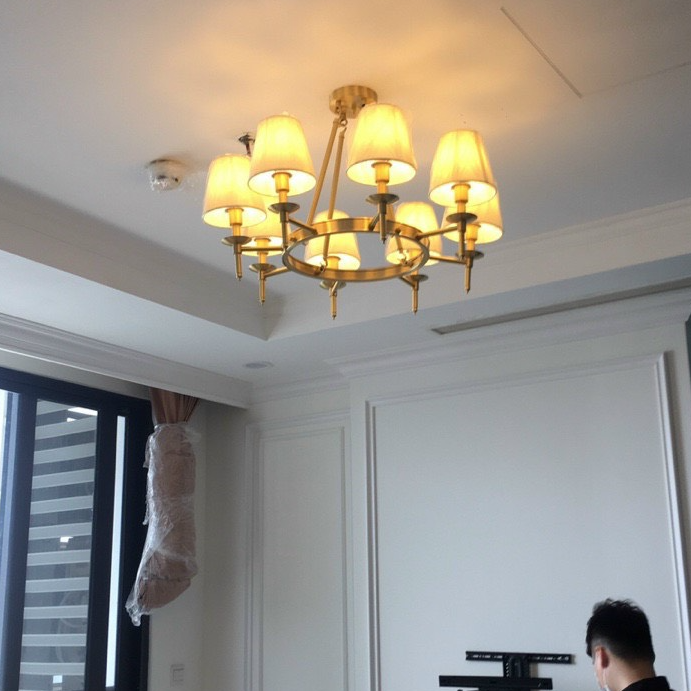 Đèn chùm LEMANO sang trọng khung đồng cao cấp trang trí nhà cửa hiện đại loại 8 tay - kèm bóng LED chuyên dụng.