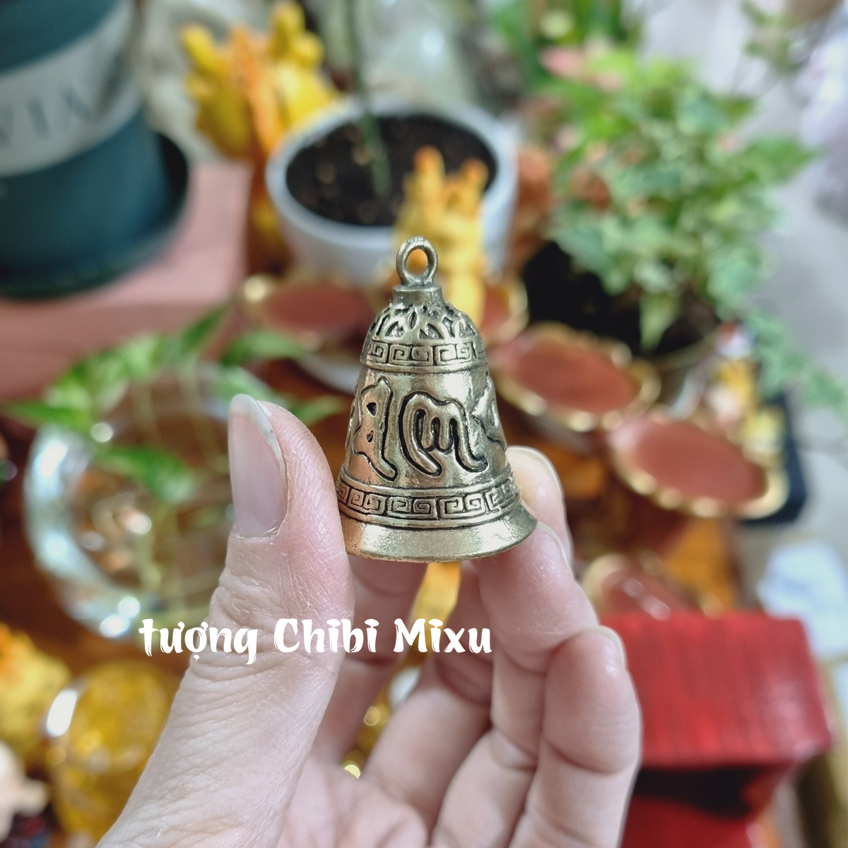 Chuông phong thủy trưng bày bàn thờ mini, chuông đồng làm móc khóa mang ý nghĩa may mắn và bình an Giàu có Quà tặng Đồ trang trí 