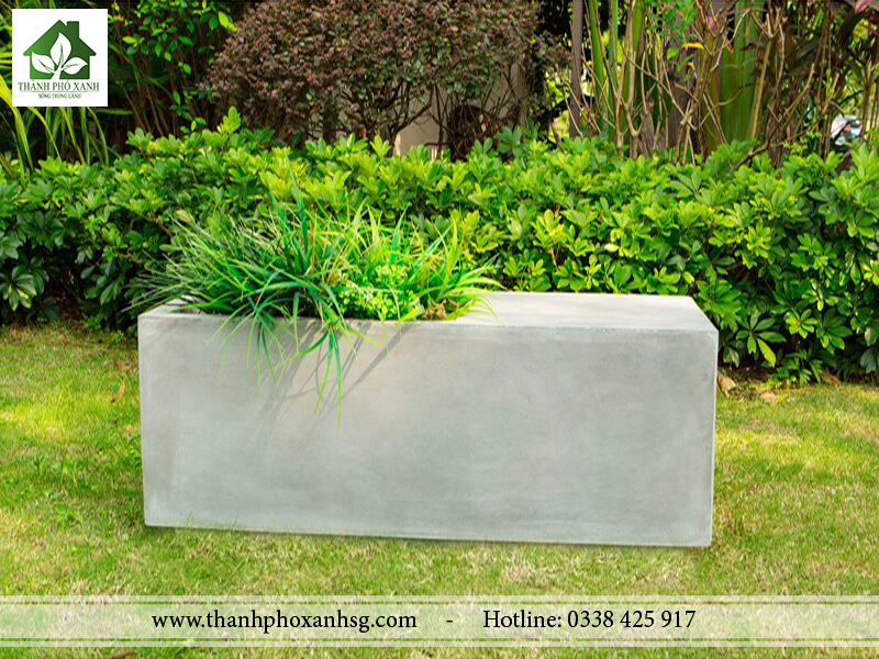 Chậu đá mài chữ nhật 60x20x20cm đen