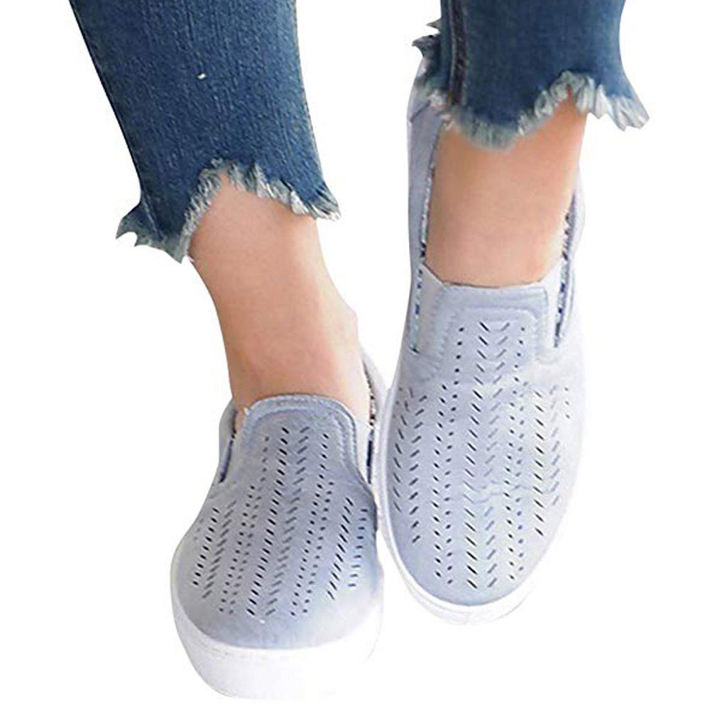 Women Casual Hollow Canvas Loafer Flats SlipOn Walking Shoes Sneaker