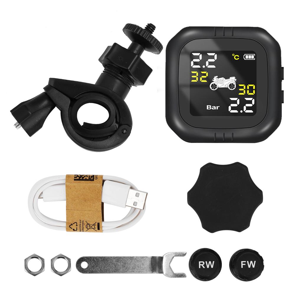 Wireless Motorcycle Tire Pressure Monitoring System TPMS Waterproof Cordless High Accurancy Tire Pressure Tester