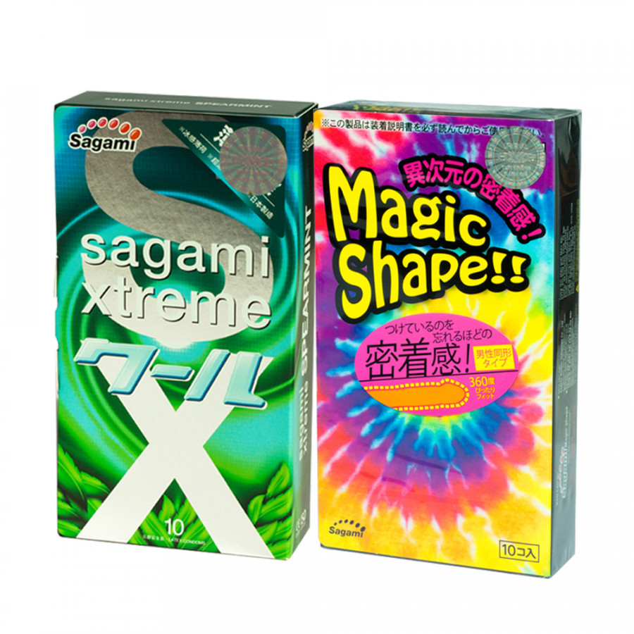 Combo Bao cao su SAGAMI 20 ( 1 hộp Sagami Spearmint 10 chiếc + 1 hộp Sagami Magic Shape 10 chiếc)