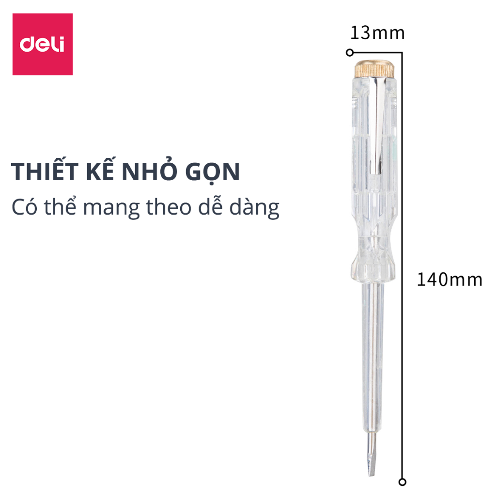 [HÀNG TẶNG KHÔNG BÁN] Bút Thử Điện 100-500V Deli Chính Hãng - Nhỏ Gọn, Tiện Lợi, Không Tiếp Xúc An Toàn Sử Dụng Đa Chức Năng