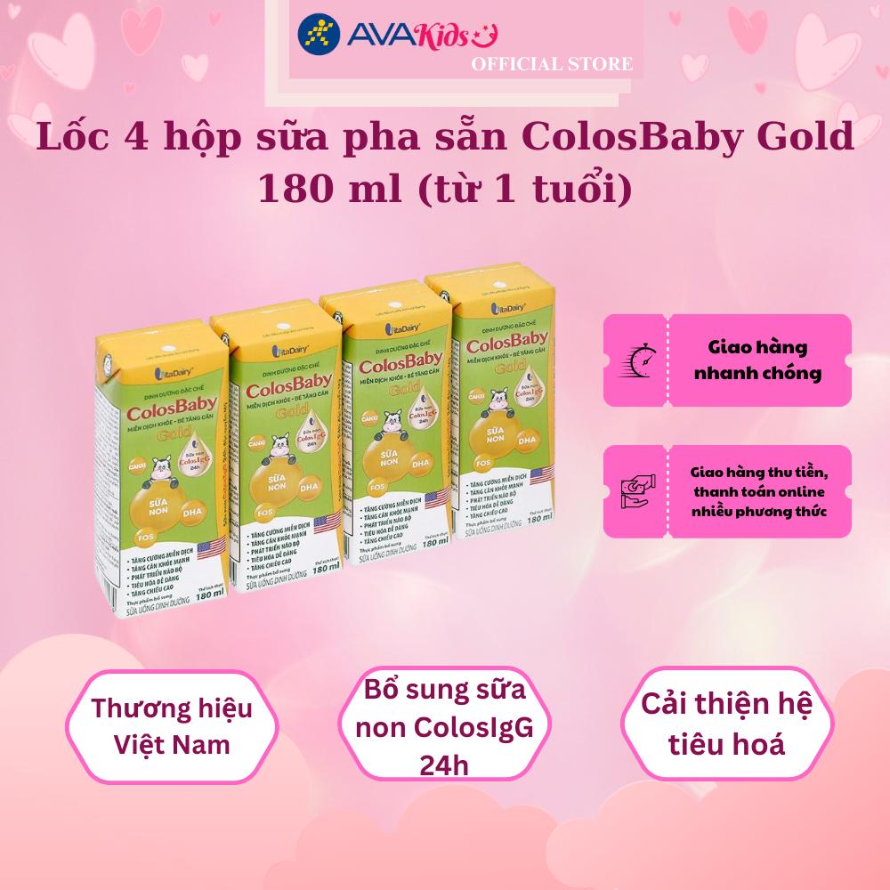 Lốc 4 hộp sữa pha sẵn ColosBaby Gold 180 ml (từ 1 tuổi)