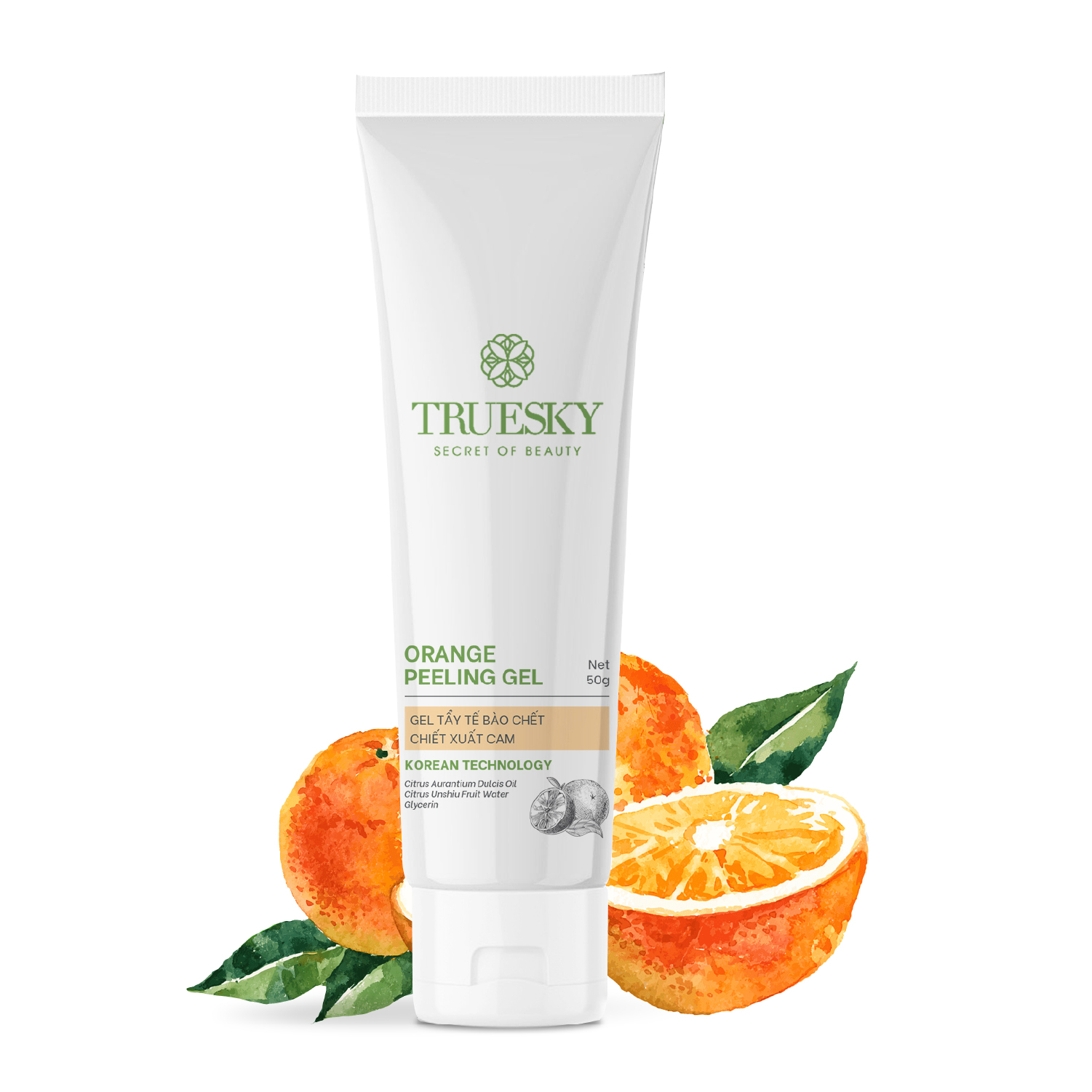 Tẩy tế bào chết da mặt Truesky Orange Peeling Gel dạng gel chiết xuất cam 50g