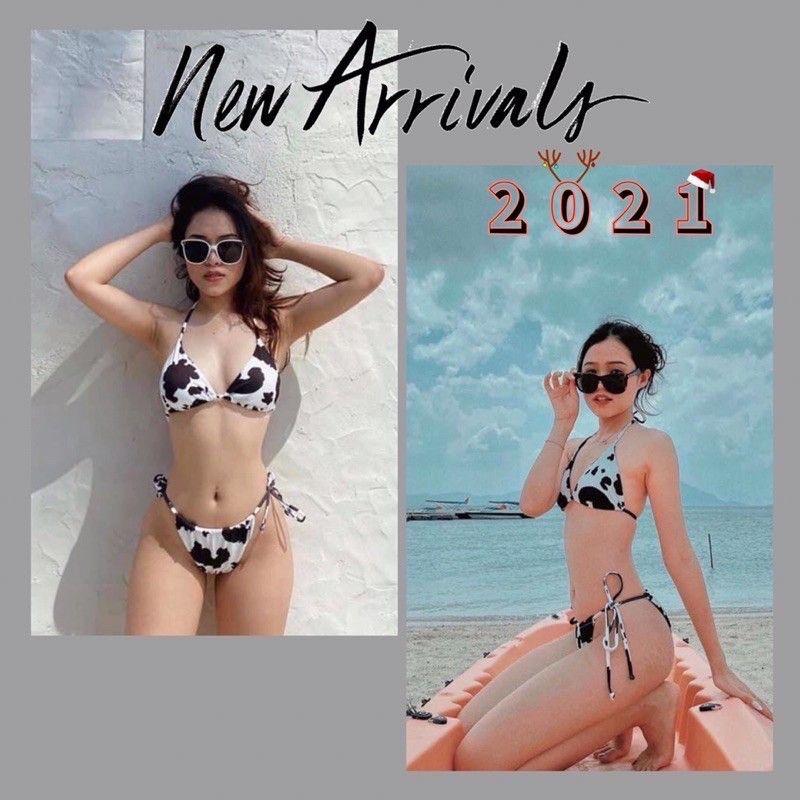 bikini đồ bơi tam giác bò sữa  2 mảnh kèm hinh anh thật