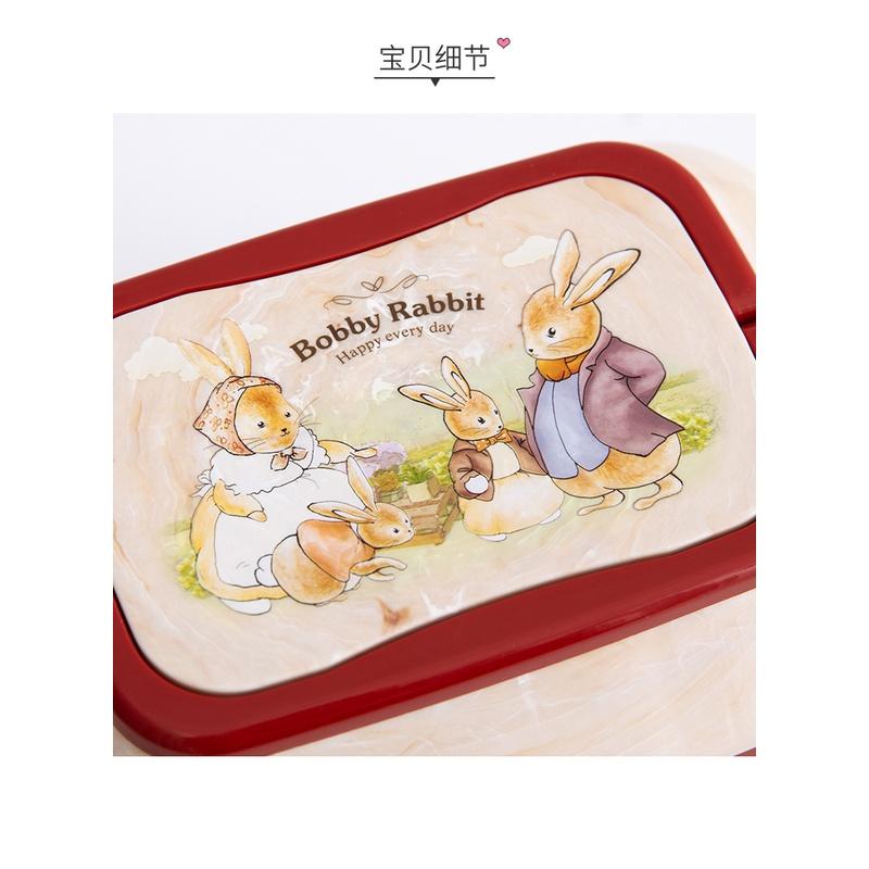 Hộp Cơm 3 Tầng Kèm Dĩa Thìa Hàn Quốc Bobby Rabbit (Loại chuẩn)