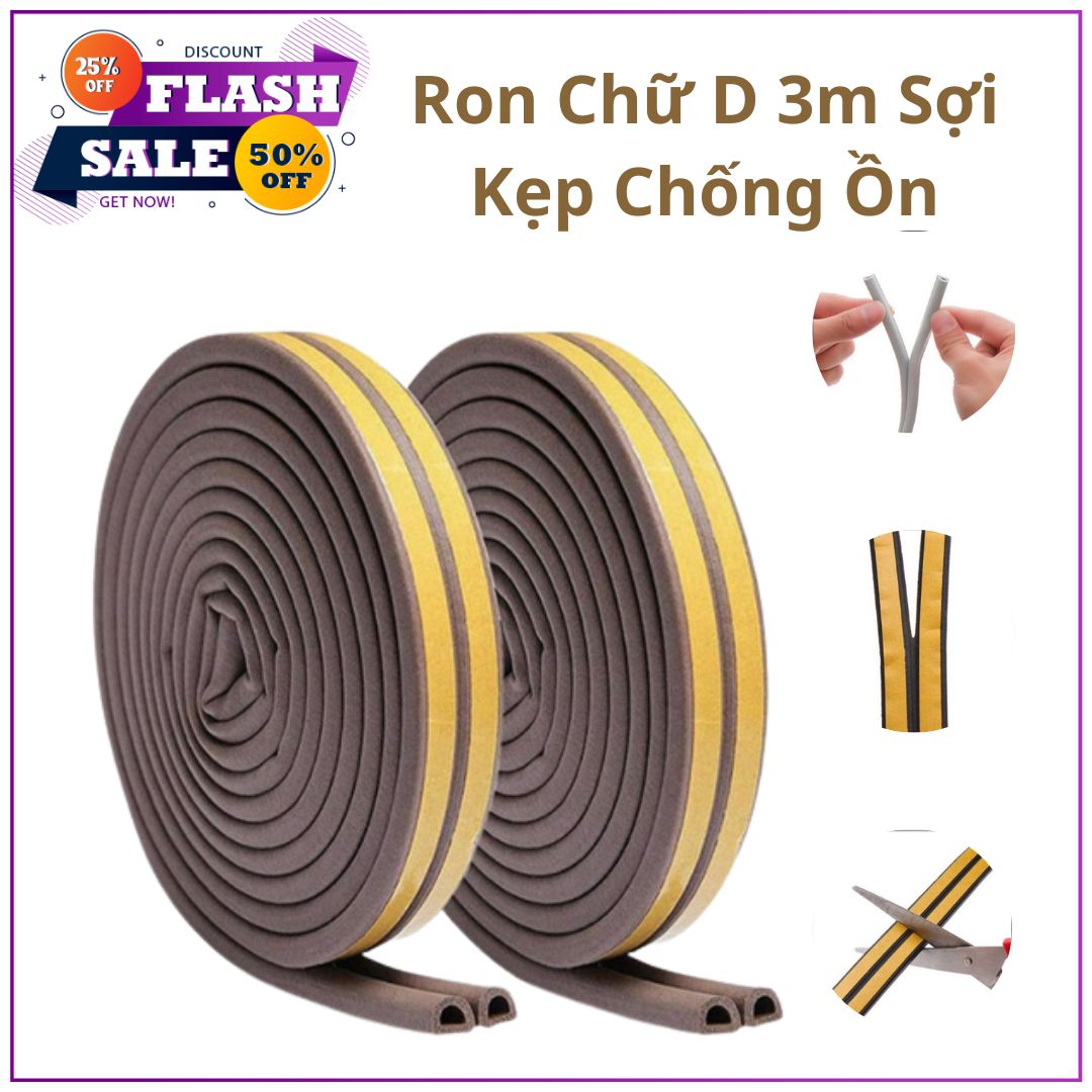 Ron D chắn cửa chống ồn, gioăng dán cửa gỗ, gioăng giảm trấn, gioăng ngăn bụi bẩn, ron dán cửa và cửa sổ