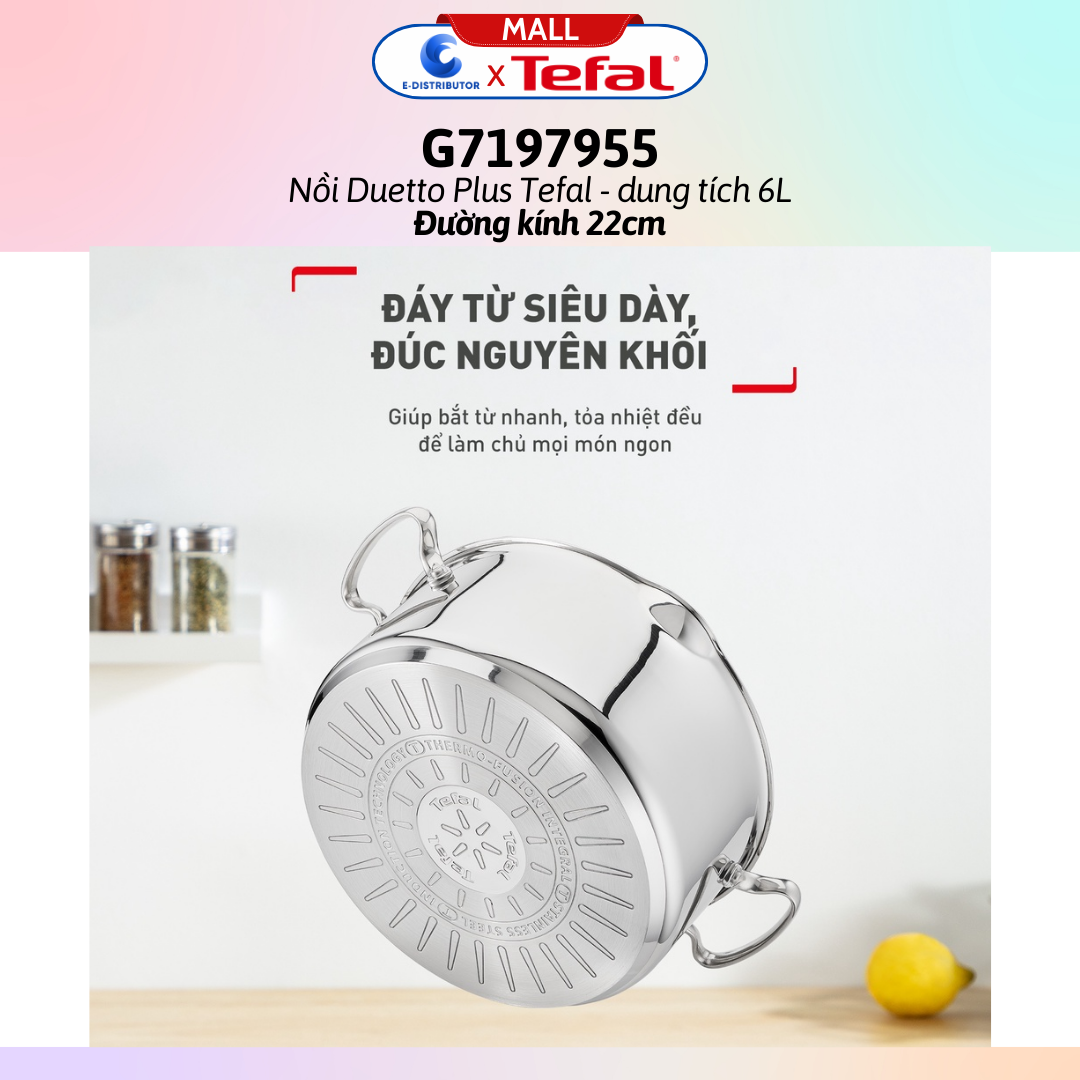 Nồi Duetto Plus Tefal G7197955/G7196455 (Đường kính 22cm/28cm) - Hàng chính hãng