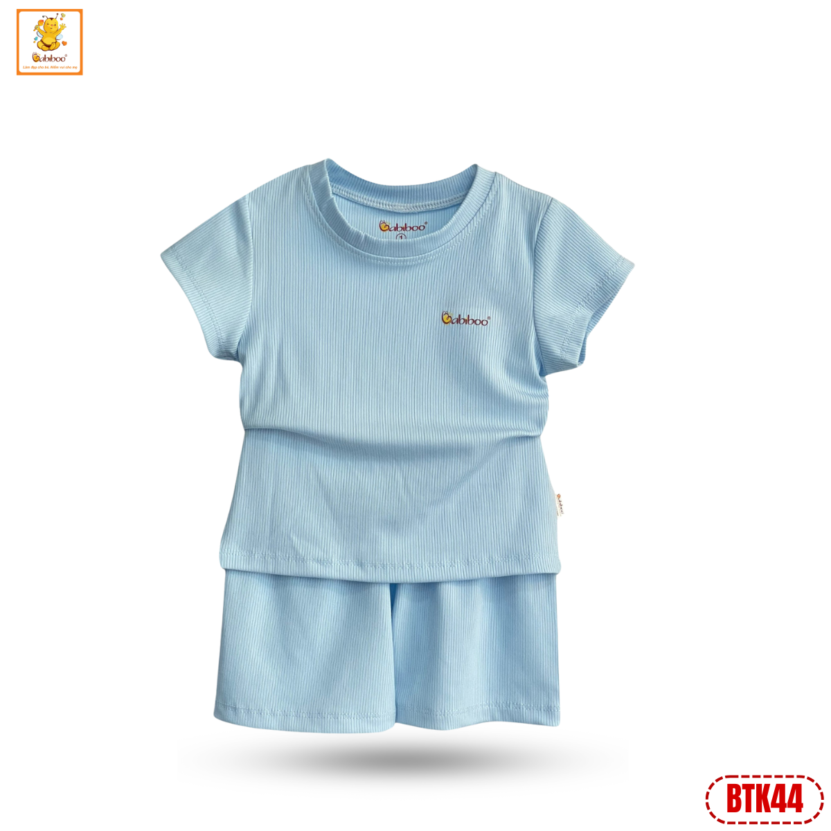 Đồ bộ bé trai Babiboo bộ cộc tay chất vải viscose gân tăm siêu mát, co dãn BTK44