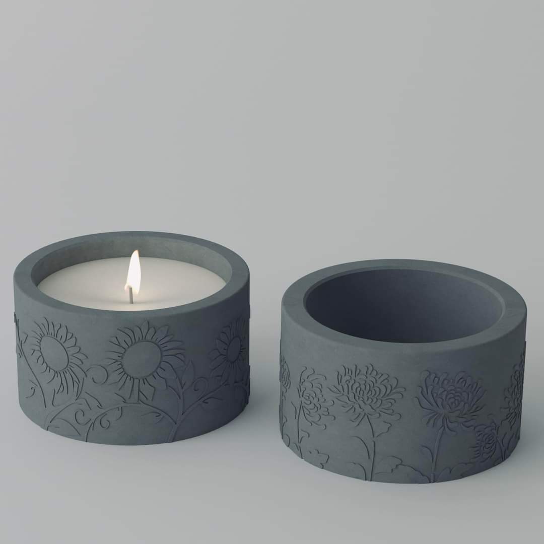 Combo 4 hủ nến bằng xi măng Seeart đựng viên nến thơm tealight candles - hàng handmade DIY, cốc để nến cúng phật , bàn thờ trang trí nhiều màu