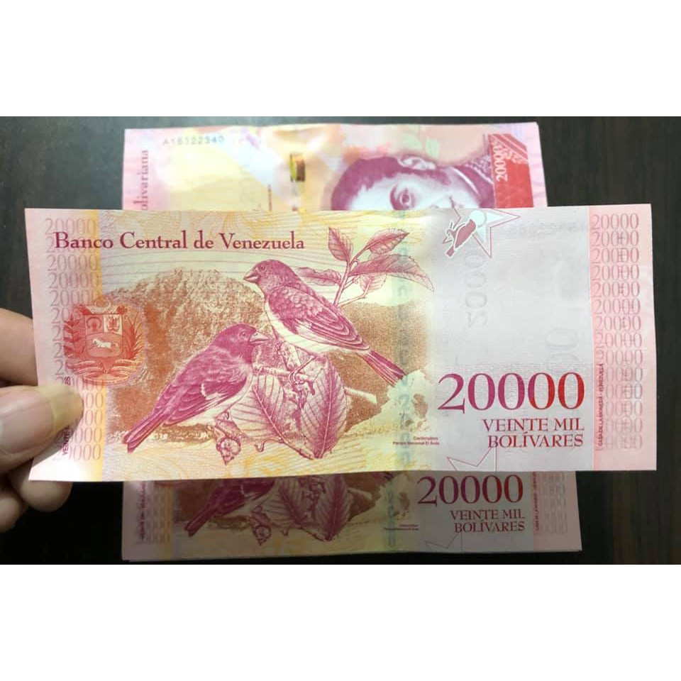 01 tờ tiền cổ Venezuela lạm phát mệnh giá 20.000 Bolivaries