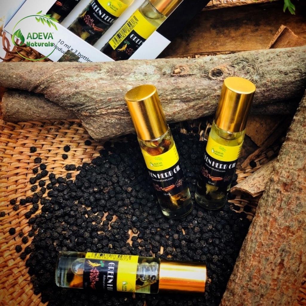Dầu thảo dược Adeva Naturals - Green herb oil - Sản phẩm của Việt Nam - Dầu thảo mộc giúp thư giãn, giảm đau nhức, làm dịu vết côn trùng cắn, hít ngửi làm thông mũi, họng.